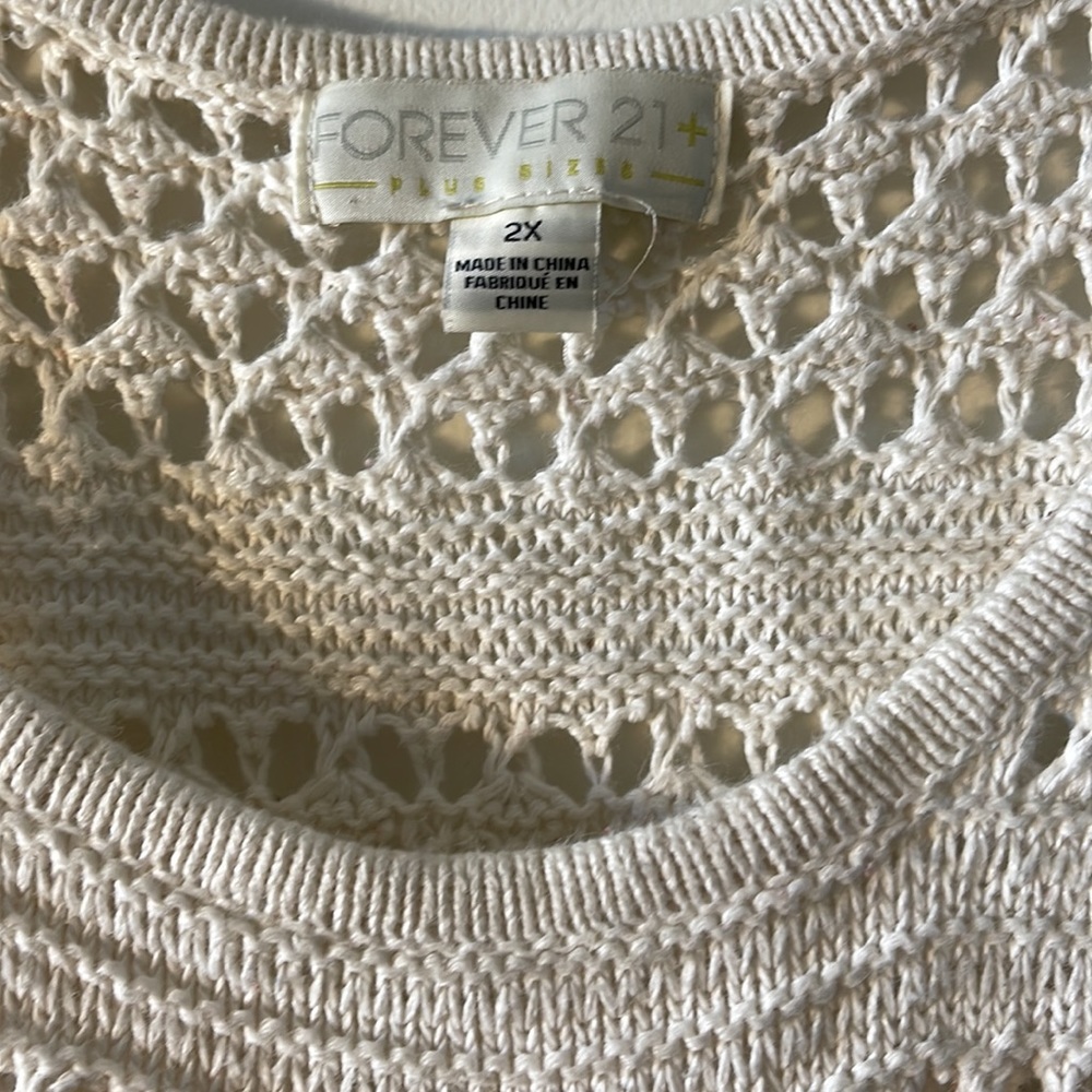 Forever 21 - Cotton Lace Mini Dress / Cover Up - White - Size 2X - Picture 3 of 4